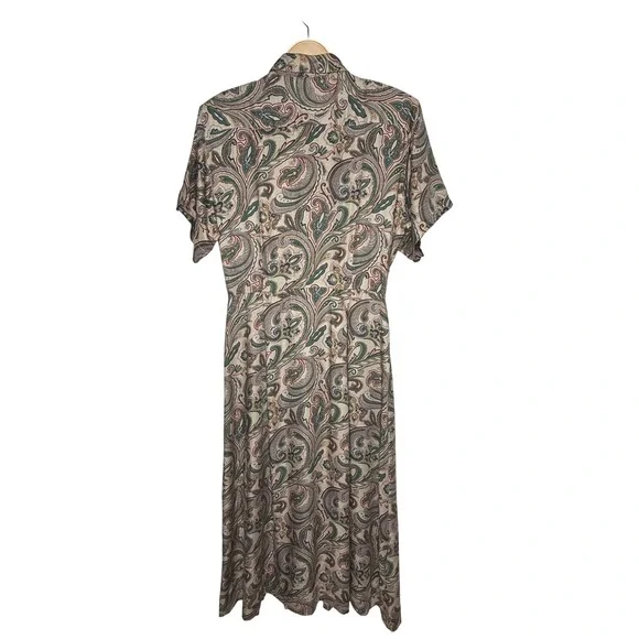 J.G. Hook Vintage Paisley Print Midi Dress Short Sleeve Button Front Sz 14 - Picture 3 of 13